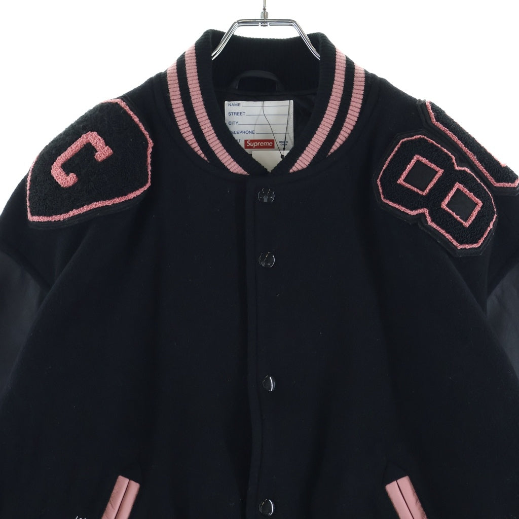 SUPREME(シュプリーム) 26AW Captains Varsity Jacket キャプテンズ バーシティジャケット ブルゾン ブラック/ピンク