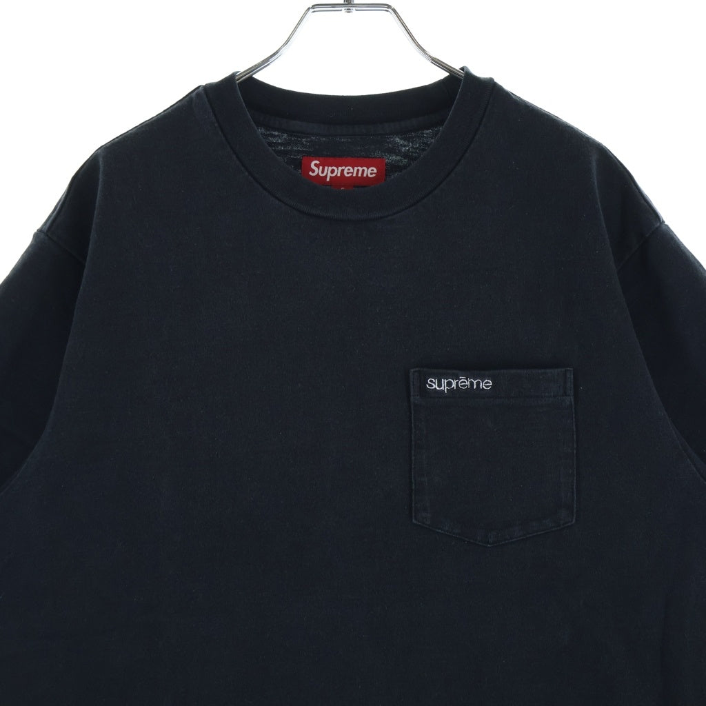 SUPREME(シュプリーム) 25SS S/S Pocket Tee ロゴ刺繍 ポケット付き クルーネック 半袖Tシャツ カットソー ブラック
