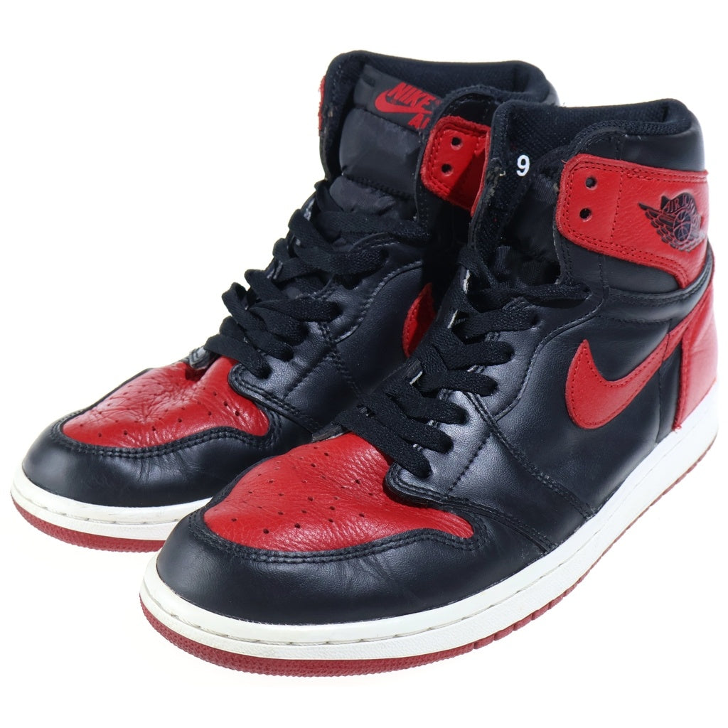 NIKE(ナイキ) AIR JORDAN 1 RETRO HIGH OG BRED BANNED エアジョーダン1 レトロ ブレッド バンド ハイカットスニーカー ブラック/レッド US9.5/27.5cm 555088-001