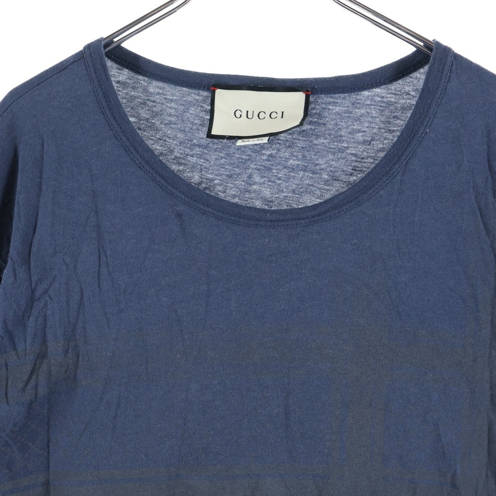 GUCCI(グッチ) KEFIA PRINT T-SHIRT GG 柄 プリント 半袖Tシャツ カットソー ネイビー 363347-X3857