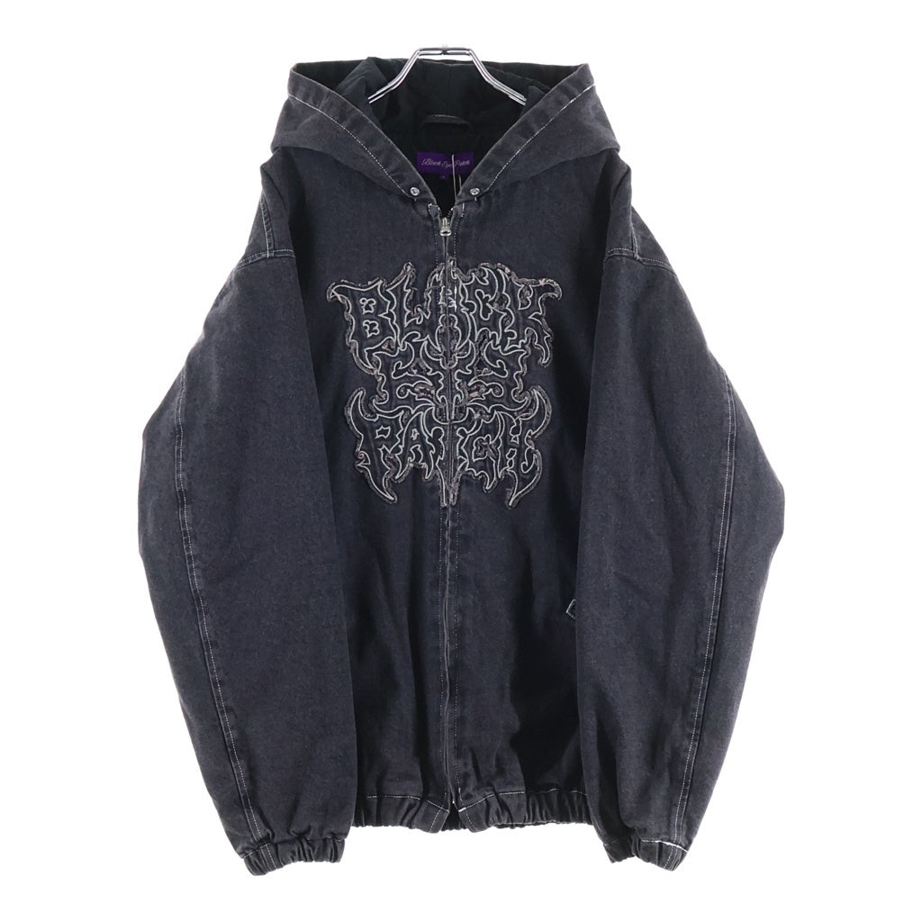 THE BLACK EYE PATCH(ブラックアイパッチ) グラフィックロゴププリント デニム ジップアップ パーカー ブラック BEPFW250T04
