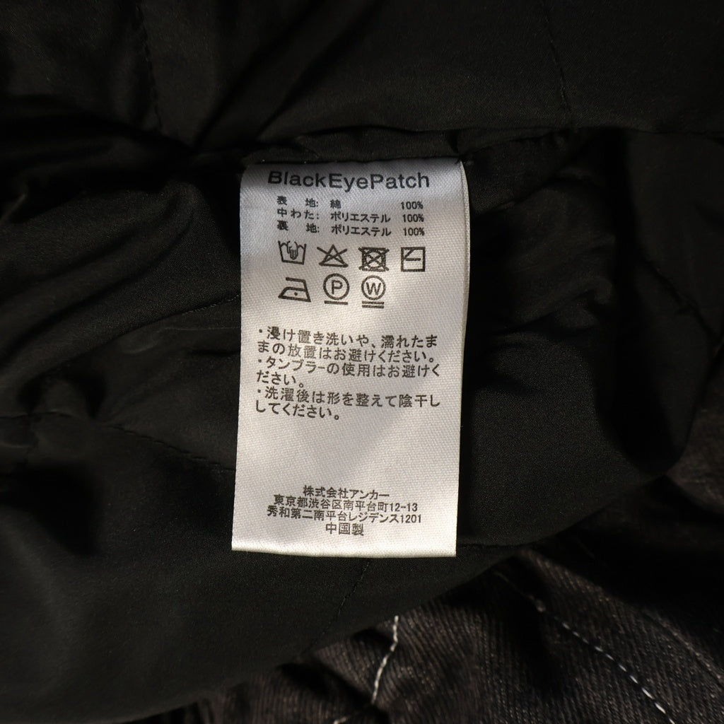 THE BLACK EYE PATCH(ブラックアイパッチ) グラフィックロゴププリント デニム ジップアップ パーカー ブラック BEPFW250T04