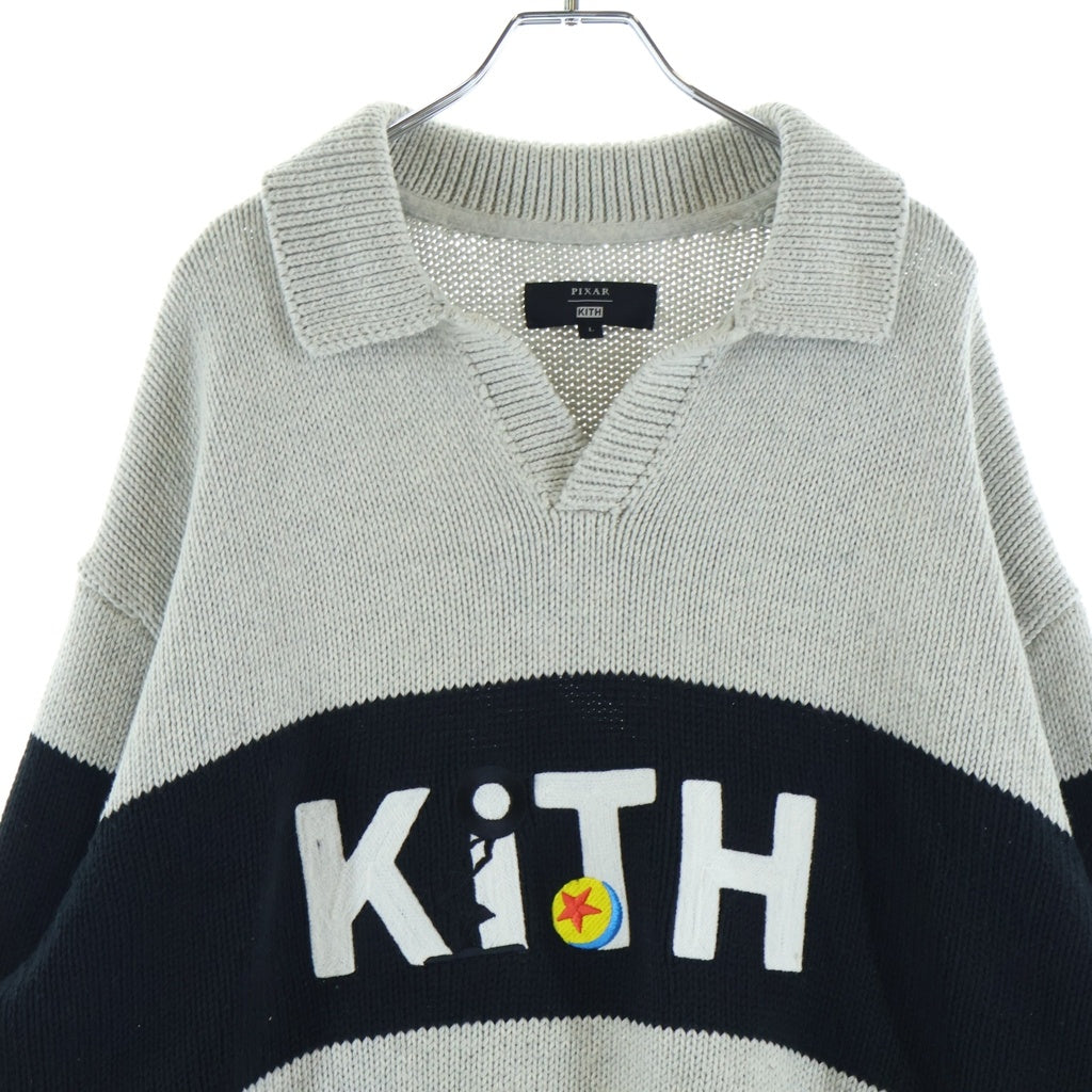 KITH(キス) ×Disney Pixar Nelson Rugby Sweater ディズニー ピクサー ラグビーシャツ ニットセーター ベージュ/ブラック KHM034429