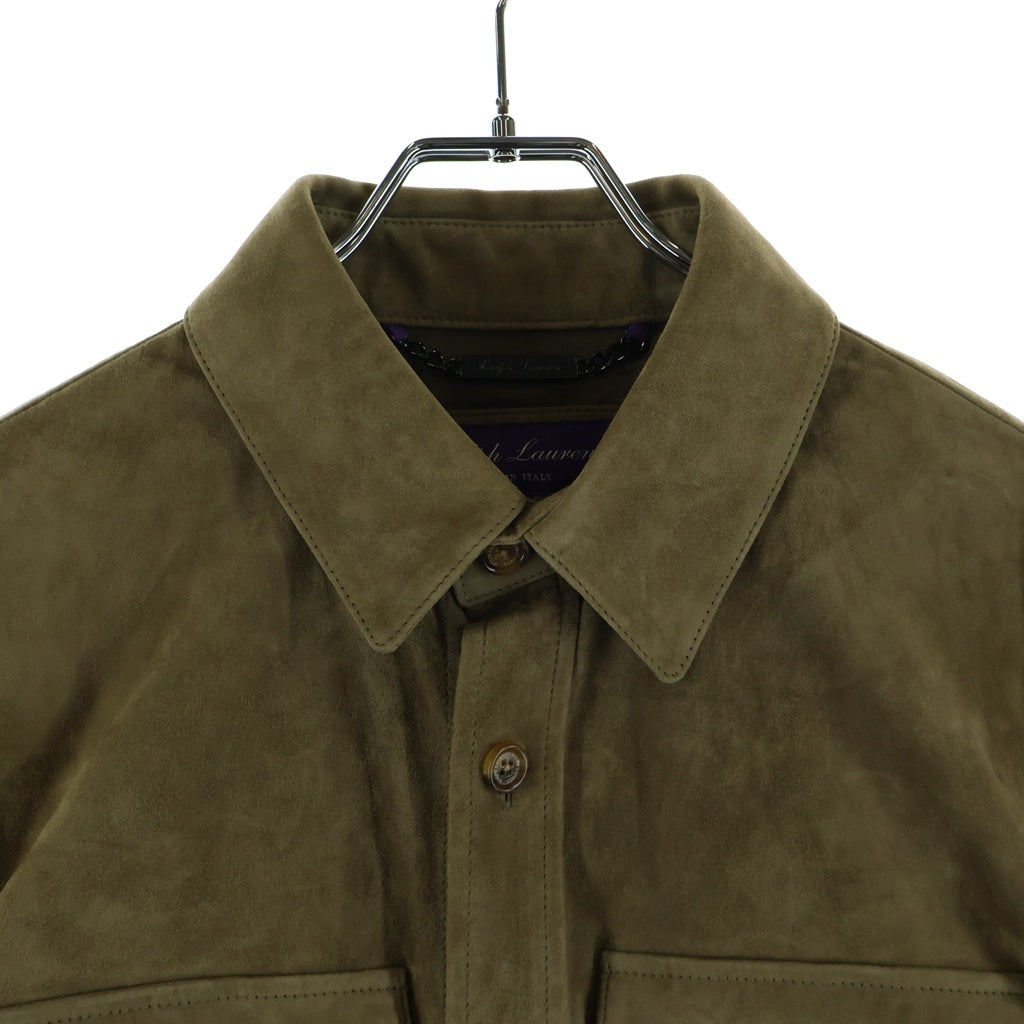RALPH LAUREN(ラルフローレン) パープルレーベル スエード ジャケット 長袖 シャツ カーキ