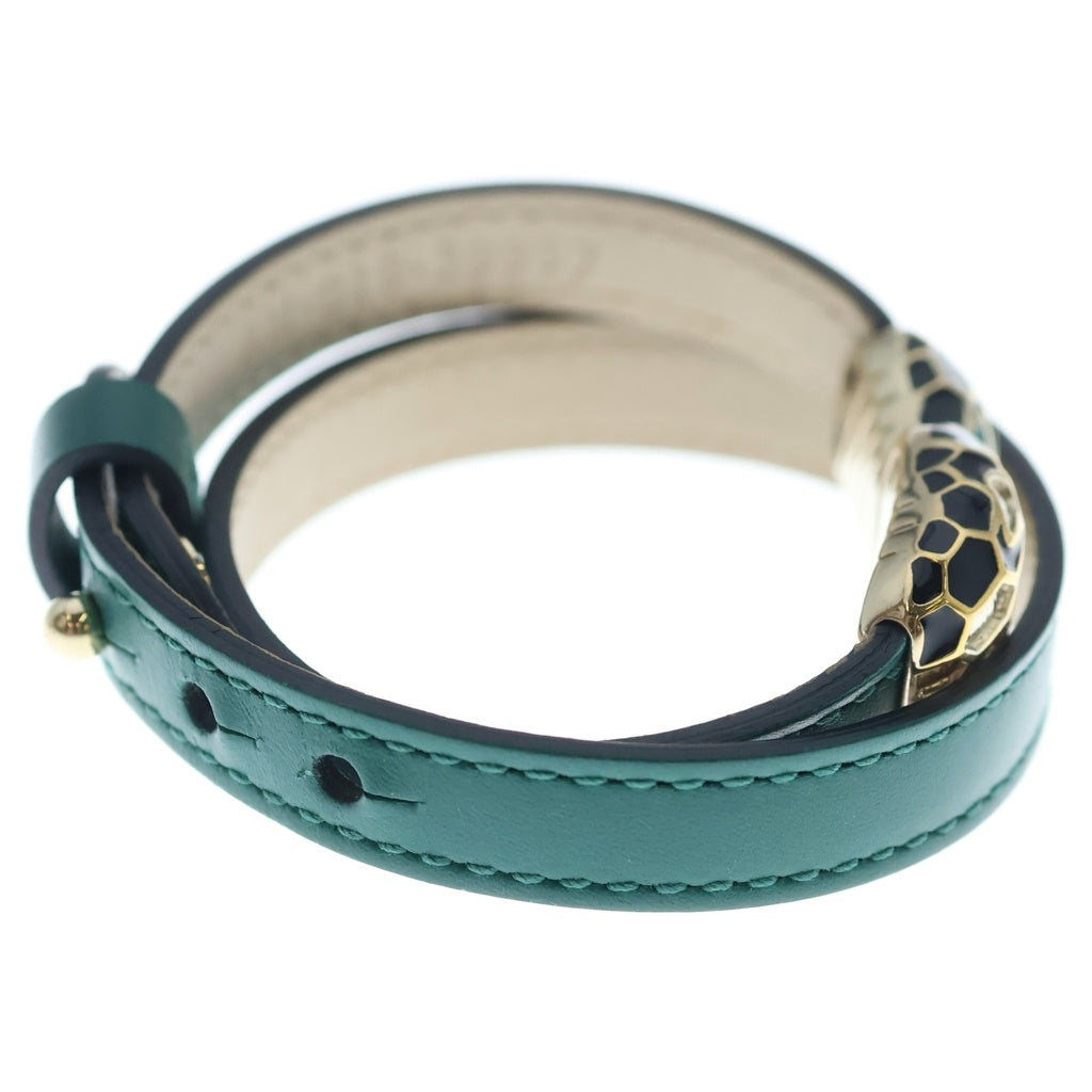 BVLGARI(ブルガリ) セルペンティ フォーエバー レザーブレスレット カーフレザー スネークヘッド グリーン 39997 レディース