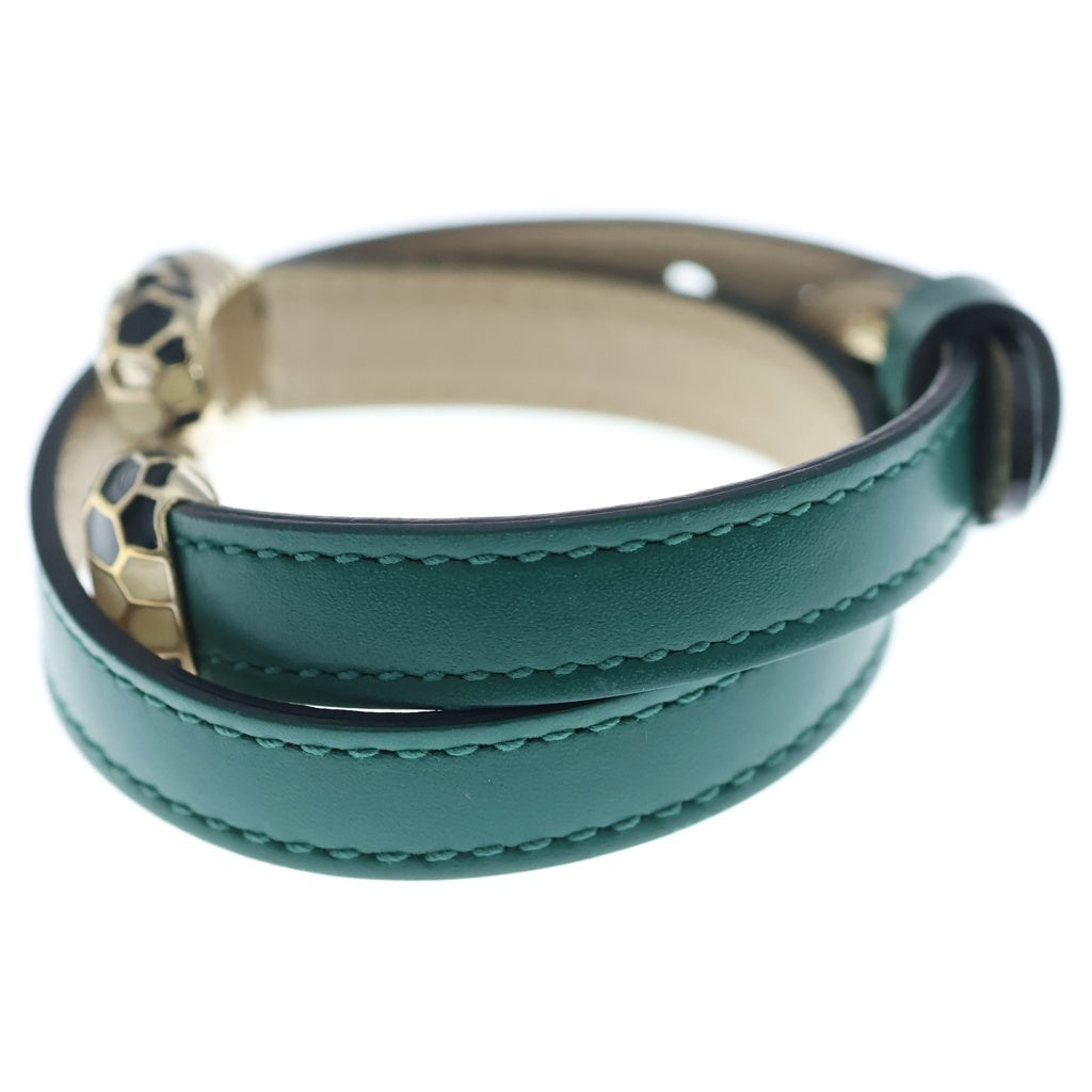 BVLGARI(ブルガリ) セルペンティ フォーエバー レザーブレスレット カーフレザー スネークヘッド グリーン 39997 レディース