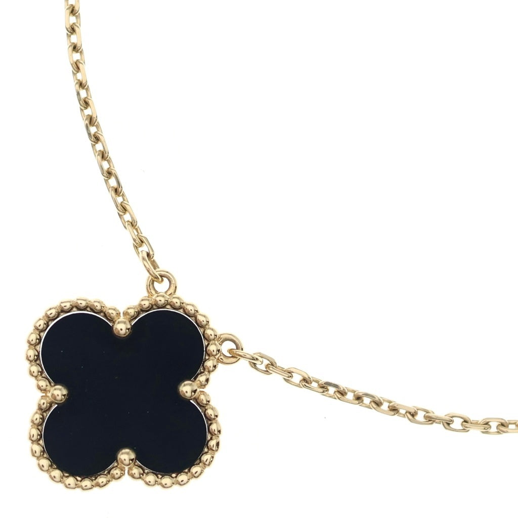Van Cleef & Arpels(ヴァンクリーフアンドアーペル) ヴィンテージアルハンブラ オニキス ネックレス Au750YG イエローゴールド/ブラック VCARA45800 レディース