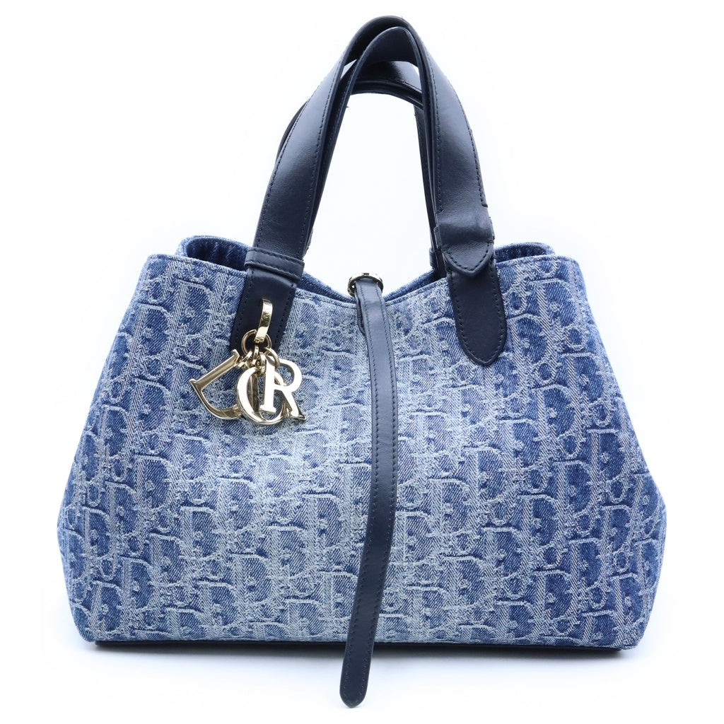 DIOR(ディオール) トゥジュール ミディアム デニムハンドバッグ オブリーク ジャガード ポーチ付き ブルー M2821ODCE レディース