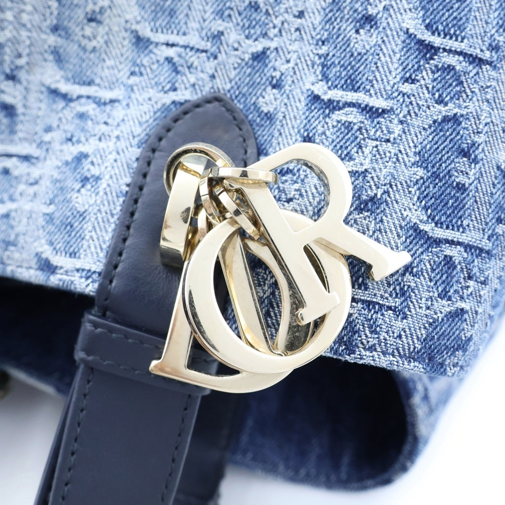 DIOR(ディオール) トゥジュール ミディアム デニムハンドバッグ オブリーク ジャガード ポーチ付き ブルー M2821ODCE レディース