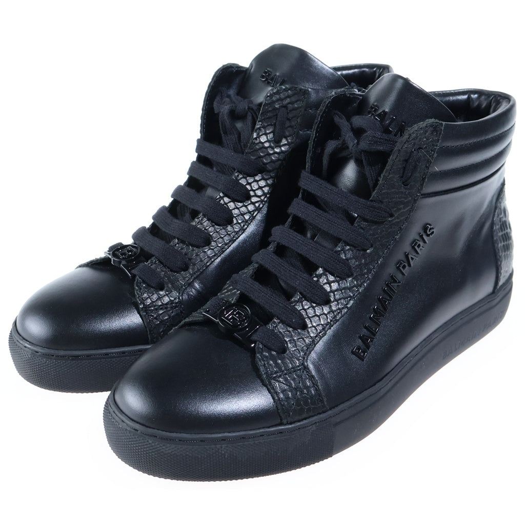 BALMAIN(バルマン) Snakeskin High Sneakers スネークスキン ハイカットスニーカー レザーシューズ ブラック 26567 レディース