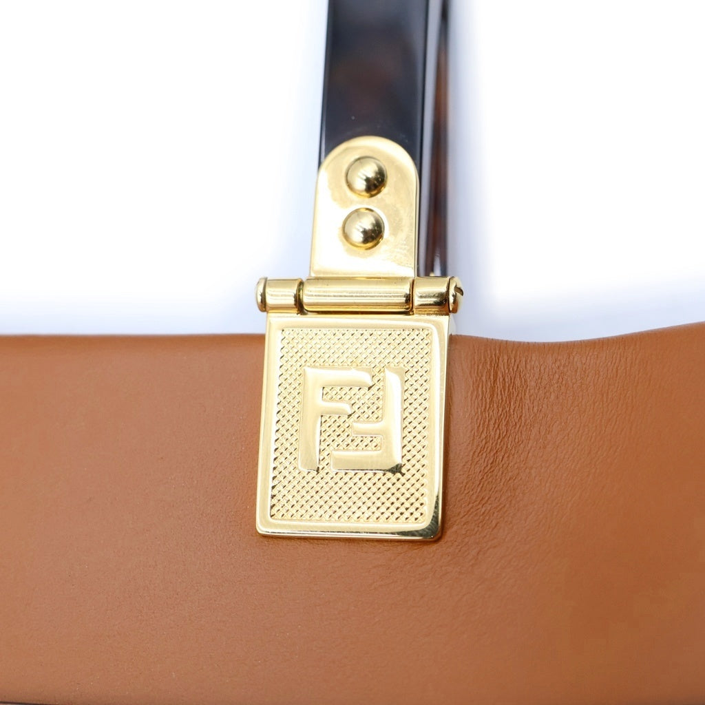FENDI(フェンディ) フェンディ サンシャインミディアム ハンドバッグ トートバッグ ブラウン レザー ゴールド金具 レディース