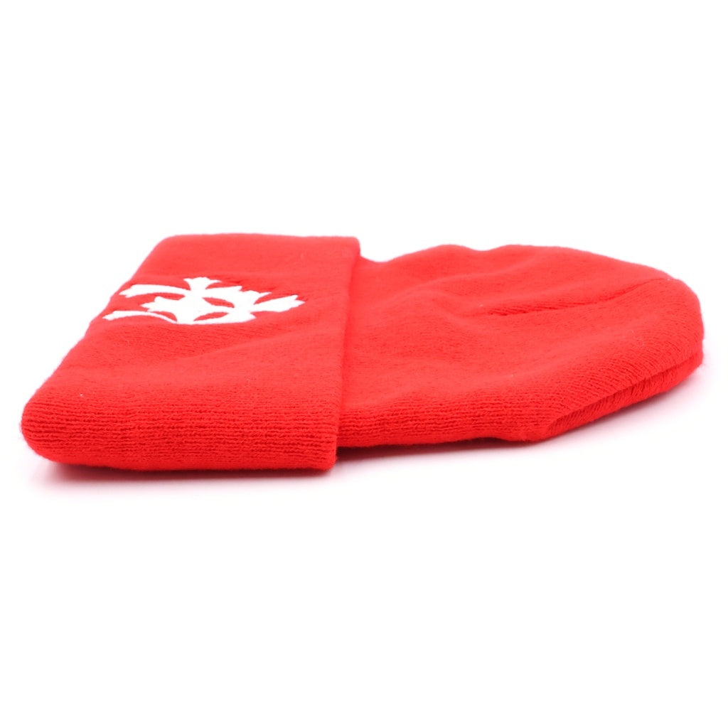 CHROME HEARTS(クロムハーツ) Triple Cross Beanie トリプル クロス ビーニー ニット帽 ロゴ刺繍 セメタリークロス レッド
