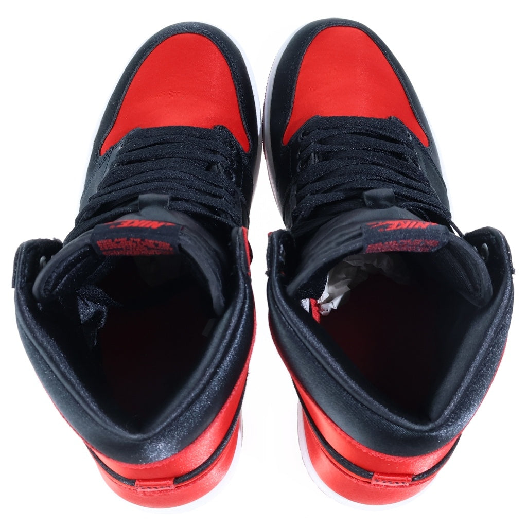 NIKE(ナイキ) WMNS AIR JORDAN 1 RETRO HIGH OG SATIN BRED ウィメンズ エアジョーダン1 レトロ サテンブレッド ハイカットスニーカー ブラック/レッド US11/28cm FD4810-061