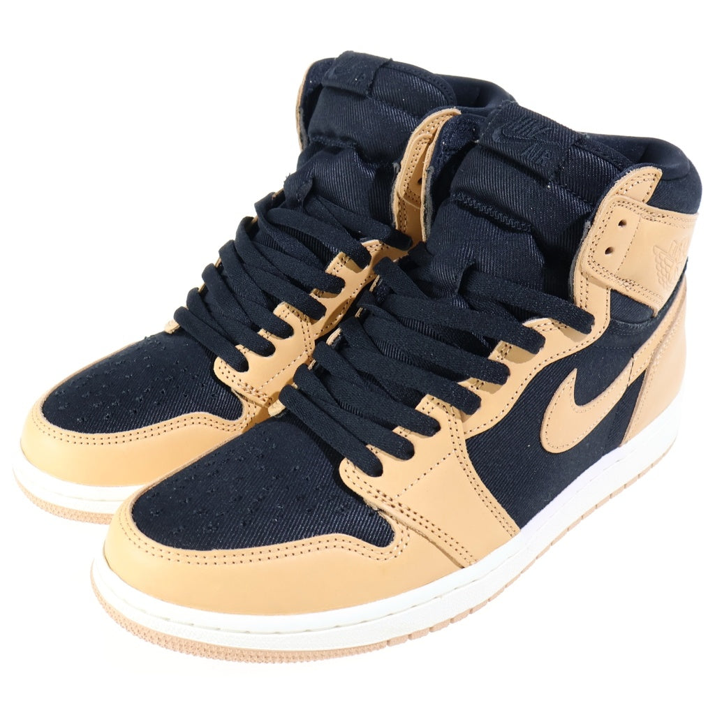 NIKE(ナイキ) AIR JORDAN 1 RETRO HIGH OG VACHETTA TAN エアジョーダン1 レトロ バケッタタン ハイカットスニーカー ブラック/ベージュ US10/28cm 555088-202