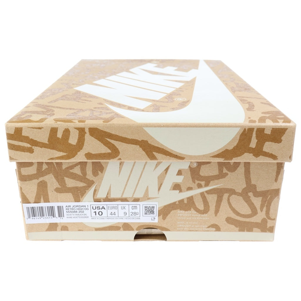 NIKE(ナイキ) AIR JORDAN 1 RETRO HIGH OG VACHETTA TAN エアジョーダン1 レトロ バケッタタン ハイカットスニーカー ブラック/ベージュ US10/28cm 555088-202