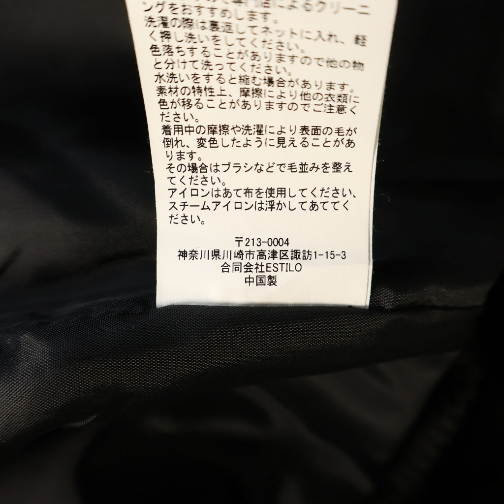 NO BRAND(ノーブランド) 【S.W.U.N】スワン バックロゴデザイン ジップアップ コーデュロイ ジャケット ブラック