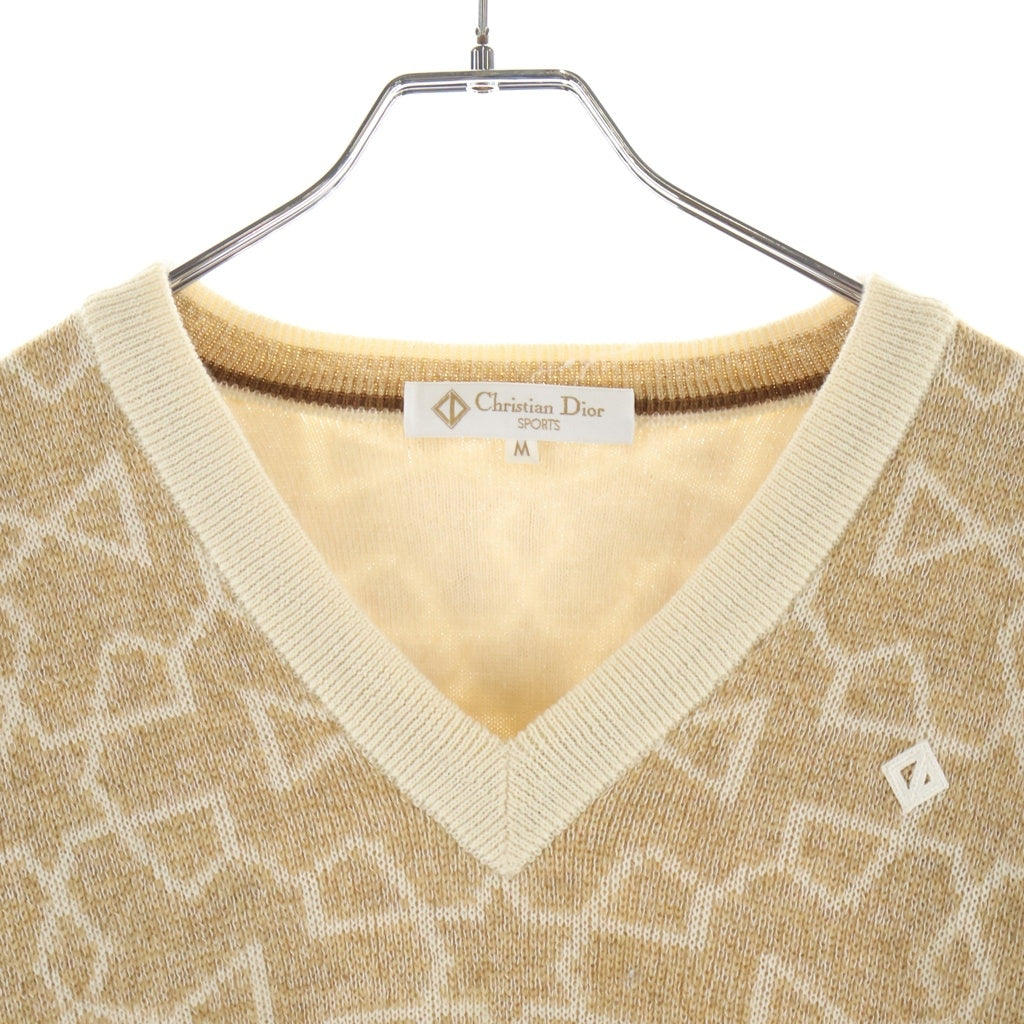 Christian Dior(クリスチャンディオール) 90s SPORTS LINE V Neck Knit スポーツライン Vネックニット セーター ウール ベージュ 6D257 レディース