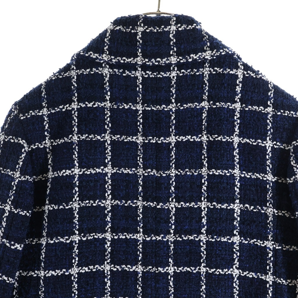 CHANEL(シャネル) 24SS Tweed Check Tailored Jacket ツイード チェック柄 3Bテーラードジャケット ネイビー P76721V68782 レディース