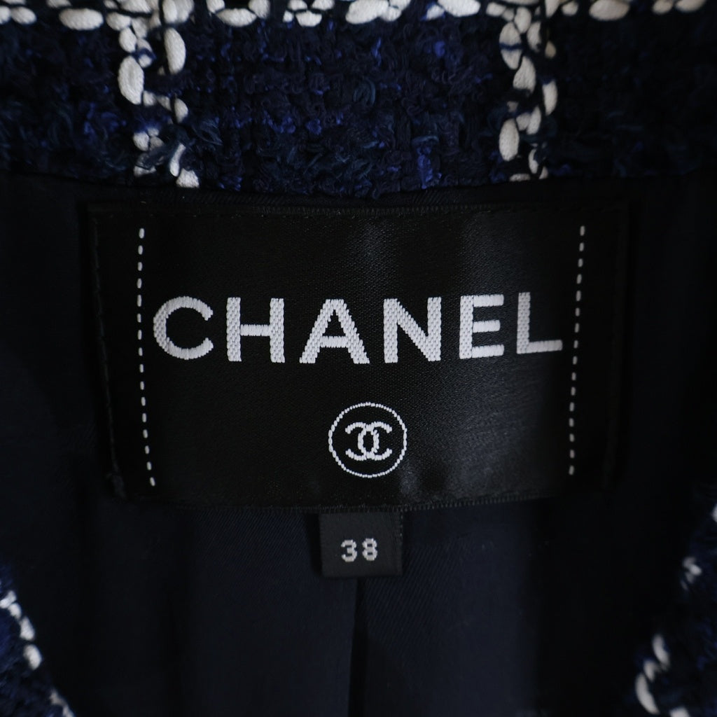 CHANEL(シャネル) 24SS Tweed Check Tailored Jacket ツイード チェック柄 3Bテーラードジャケット ネイビー P76721V68782 レディース