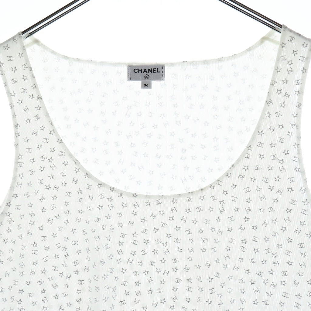 CHANEL(シャネル) 2024 RESORT Star CC Tops スター ココマークノースリーブトップス タンクトップ ポリエステル ホワイト P76301V68047 レディース