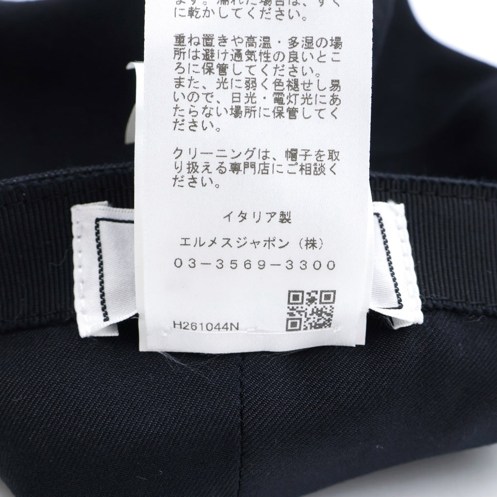 HERMES(エルメス) マックス Hアンクル キャップ 帽子 キャスケット コットン ブラック レディース
