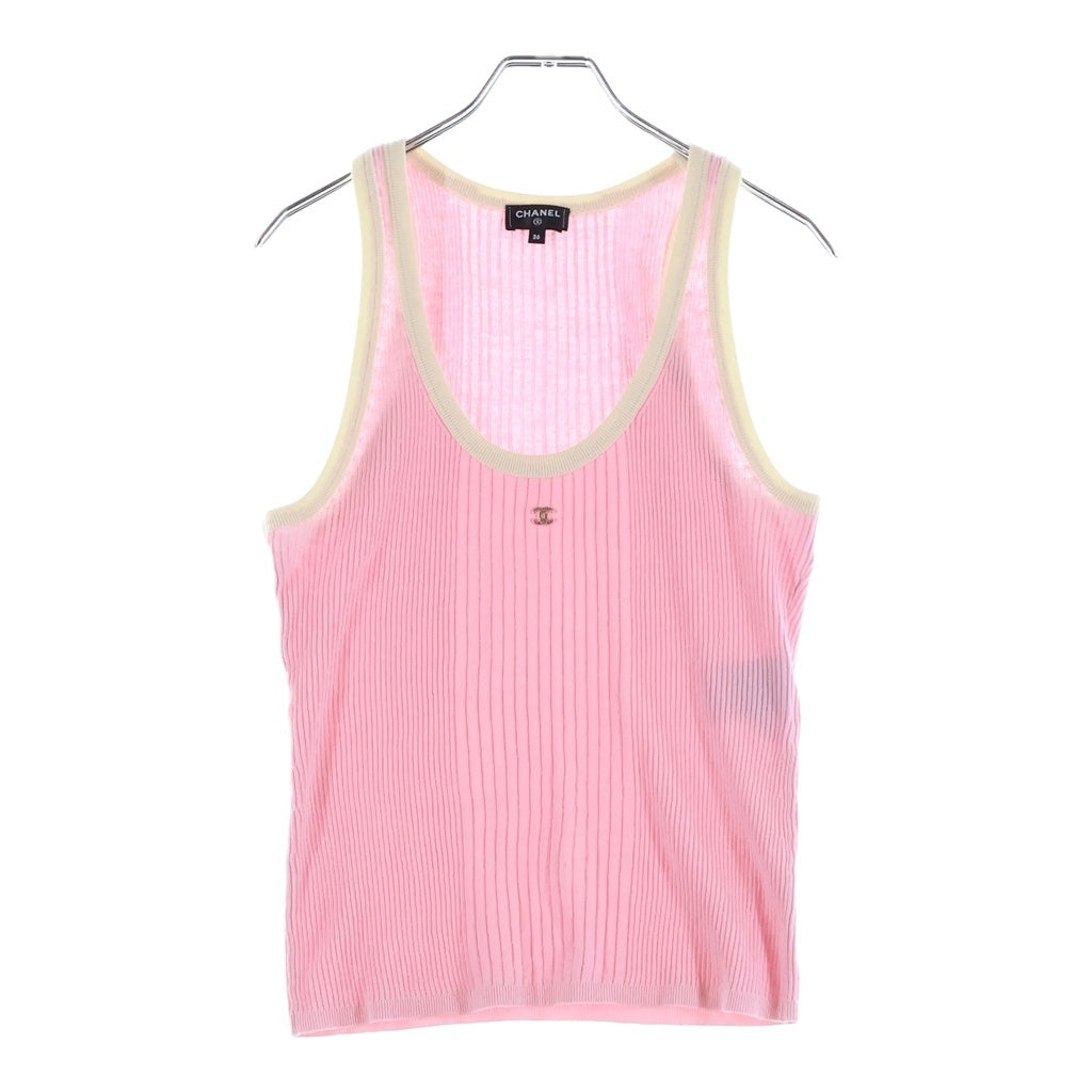 CHANEL(シャネル) 25SS Coco Beach Rib Tops ココビーチコレクション ココマーク装飾 リブ編みタンクトップ ピンク P78618K11469 レディース