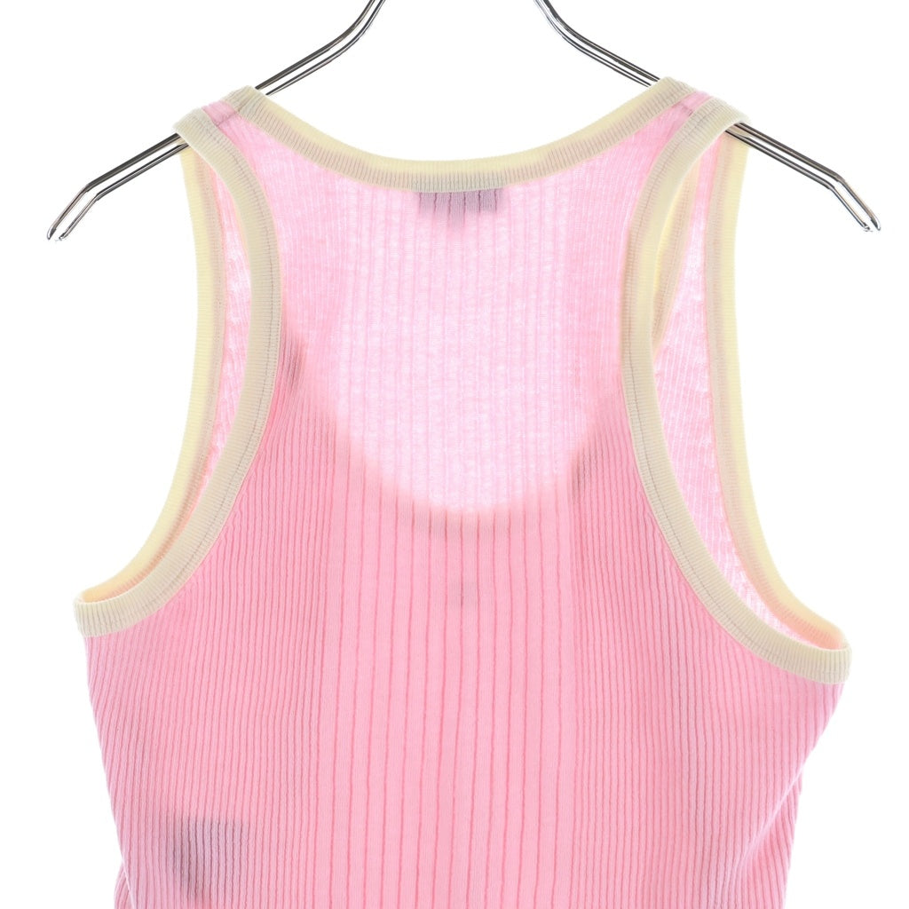 CHANEL(シャネル) 25SS Coco Beach Rib Tops ココビーチコレクション ココマーク装飾 リブ編みタンクトップ ピンク P78618K11469 レディース