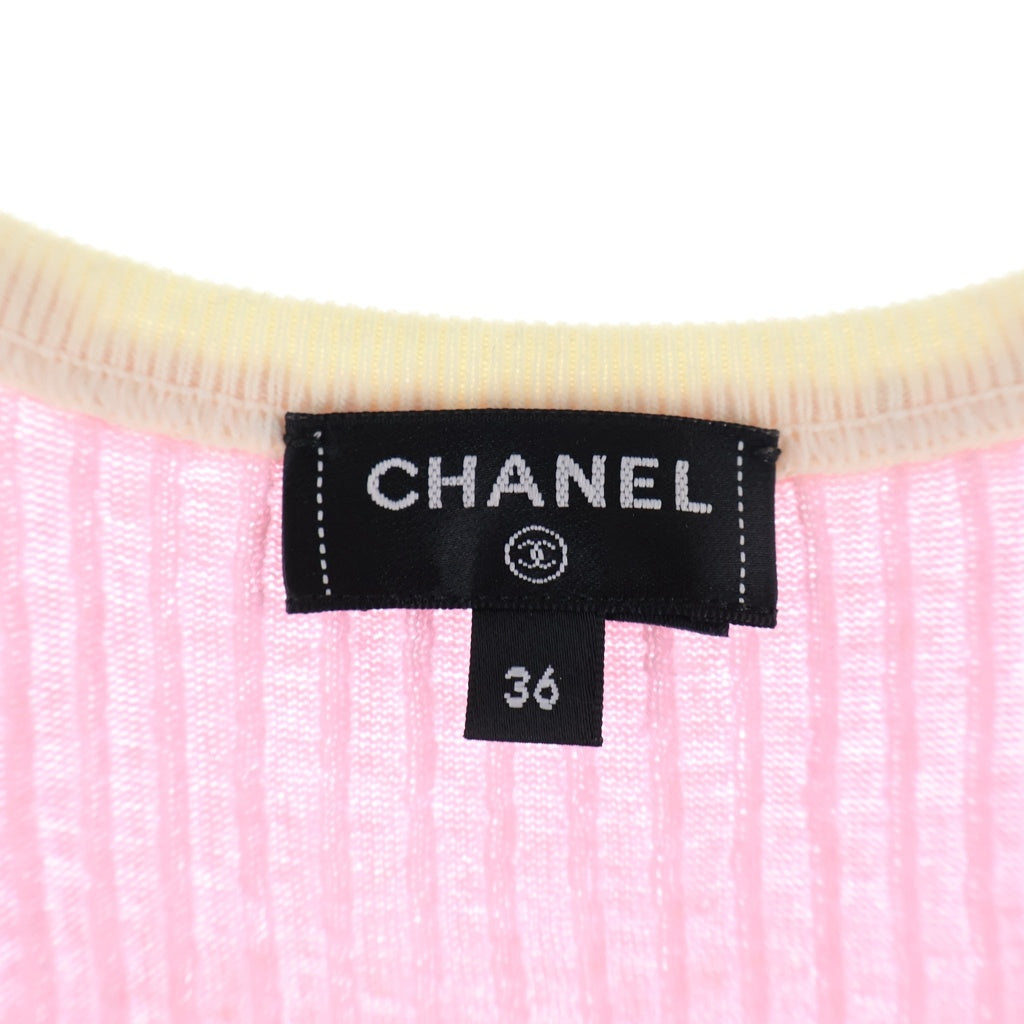 CHANEL(シャネル) 25SS Coco Beach Rib Tops ココビーチコレクション ココマーク装飾 リブ編みタンクトップ ピンク P78618K11469 レディース