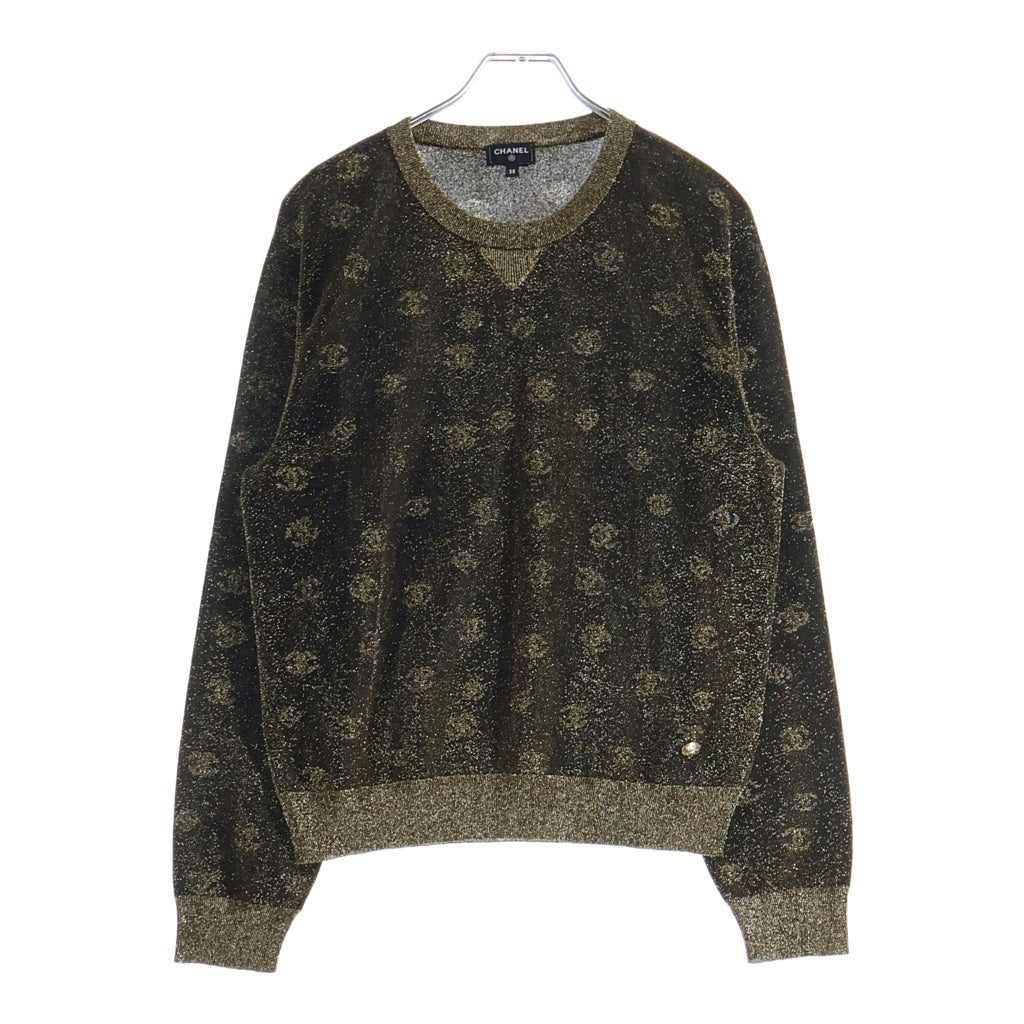 CHANEL(シャネル) 2024 Gold metallic Knit ゴールドメタリックニット セーター ココマーク総柄 ゴールド P76488K11019 レディース
