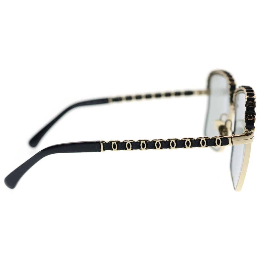 CHANEL(シャネル) ステッチチェーンスクエアサングラス アイウェア ブラック×ゴールド 71369