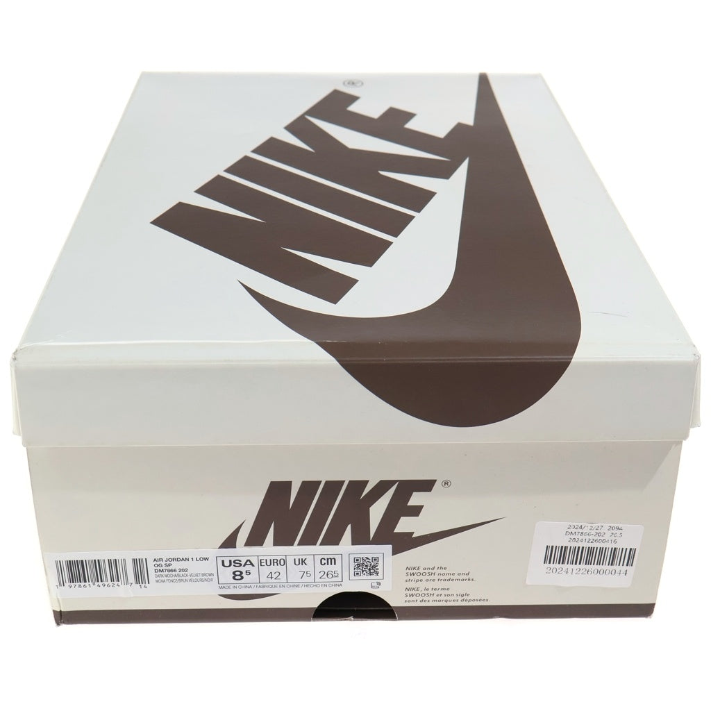 NIKE(ナイキ) ×TRAVIS SCOTT AIR JORDAN 1 LOW OG SP VELVET BROWN トラヴィススコット エアジョーダン1 ベルベットブラウン ローカットスニーカー US8.5/26.5cm DM7866-202