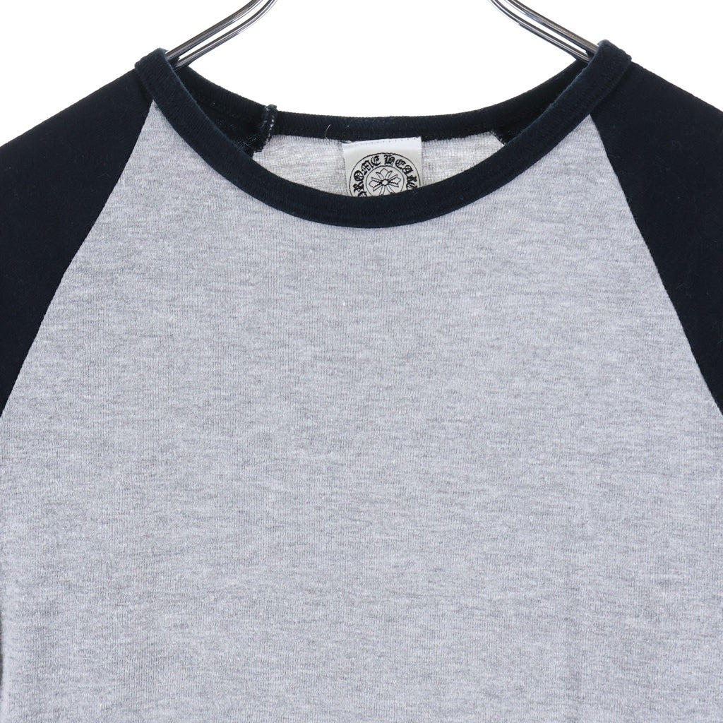CHROME HEARTS(クロムハーツ) OLD バックスタープリント クルーネック ラグランスリーブ 七分袖Tシャツ カットソー グレー/ブラック