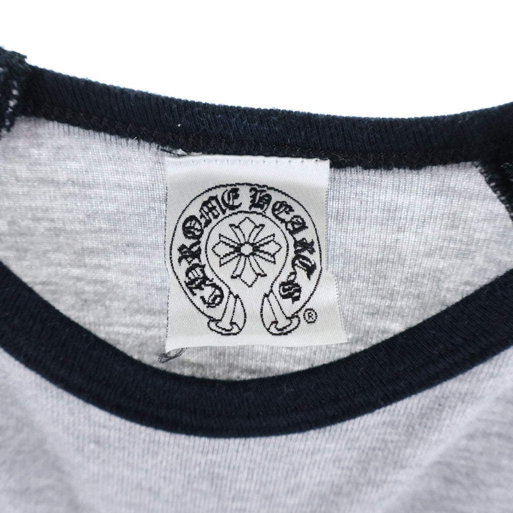 CHROME HEARTS(クロムハーツ) OLD バックスタープリント クルーネック ラグランスリーブ 七分袖Tシャツ カットソー グレー/ブラック