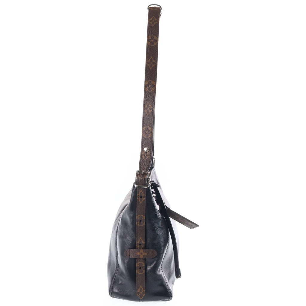 LOUIS VUITTON(ルイヴィトン) LVバイブ キャリーオールEW ショルダーバッグ ブラウン×ブラック レザー×PVC M28160 ゴールド金具 レディース