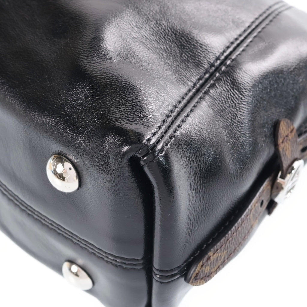 LOUIS VUITTON(ルイヴィトン) LVバイブ キャリーオールEW ショルダーバッグ ブラウン×ブラック レザー×PVC M28160 ゴールド金具 レディース