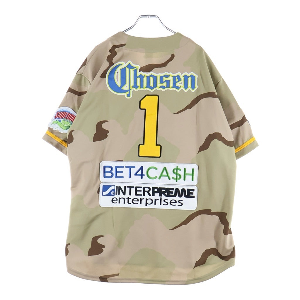 SUPREME(シュプリーム) 24SS Chosen One Baseball Jersey Desert Camo チョーズン ワン ベースボール ジャージ デザート カモ ボタンフライ 総柄 ワッペン 半袖シャツ マルチ