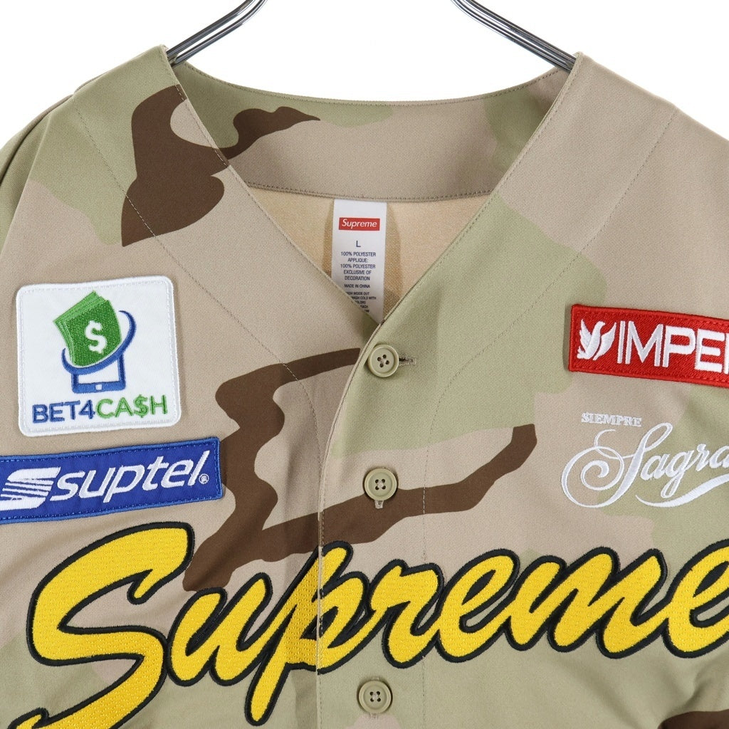 SUPREME(シュプリーム) 24SS Chosen One Baseball Jersey Desert Camo チョーズン ワン ベースボール ジャージ デザート カモ ボタンフライ 総柄 ワッペン 半袖シャツ マルチ