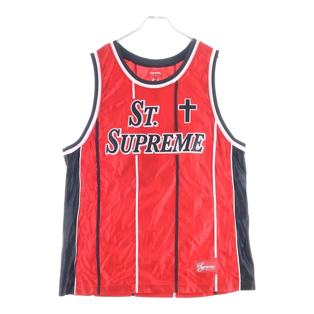 SUPREME(シュプリーム) 20SS St. Supreme Basketball Jersey バスケットボール ジャージー ロゴ刺繍 タンクトップ ノースリーブ カットソー レッド