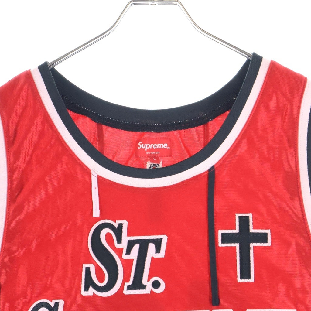 SUPREME(シュプリーム) 20SS St. Supreme Basketball Jersey バスケットボール ジャージー ロゴ刺繍 タンクトップ ノースリーブ カットソー レッド