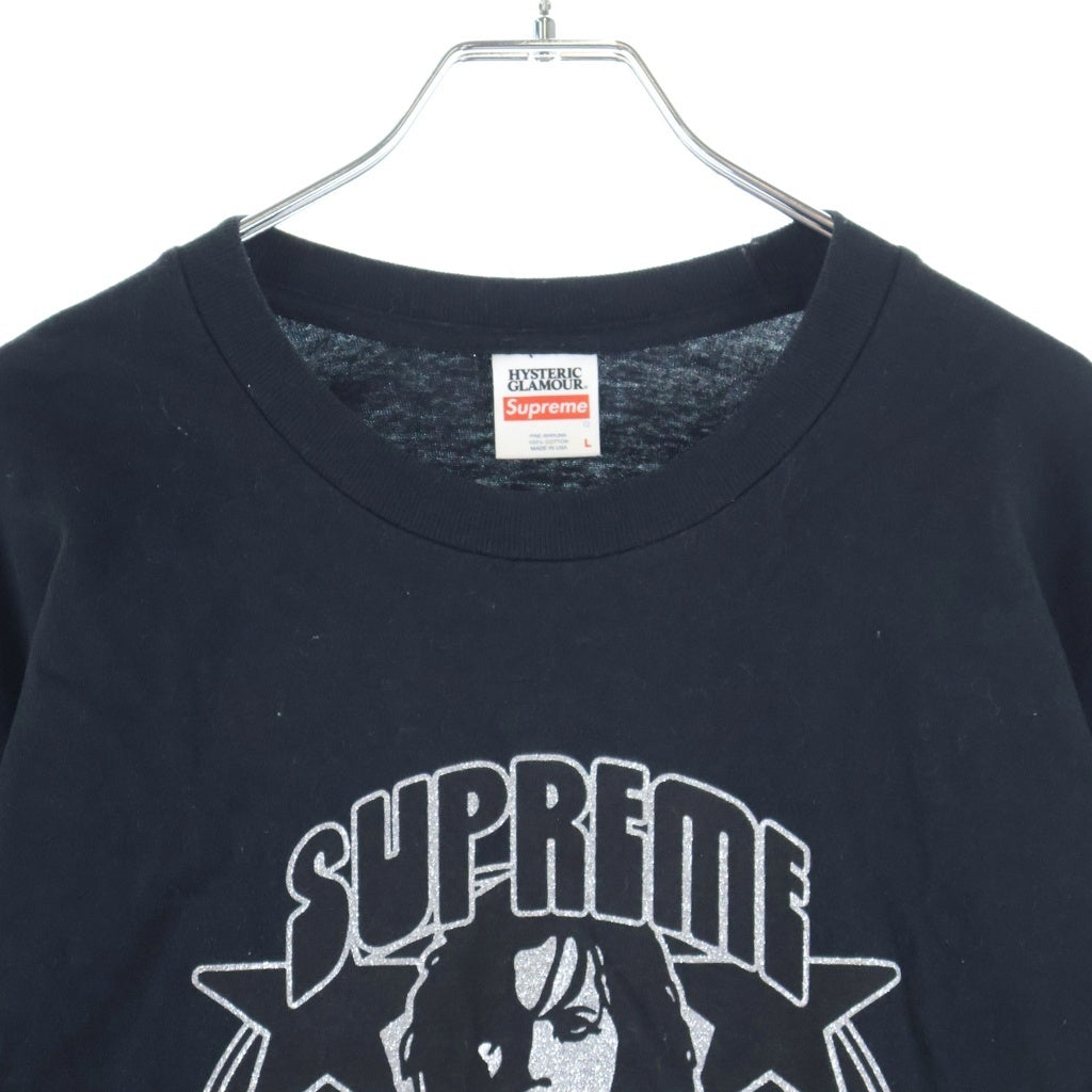 SUPREME(シュプリーム) 21SS ×HYSTERIC GLAMOUR L/S Tee ヒステリックグラマー ロゴプリント クルーネック 長袖Tシャツ カットソー ブラック