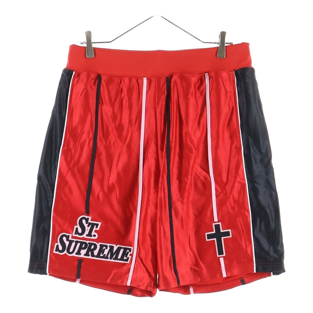 SUPREME(シュプリーム) 20SS St. Supreme Basketball Short ロゴ刺繍 バスケットボール ショーツ ハーフパンツ ショートパンツ レッド