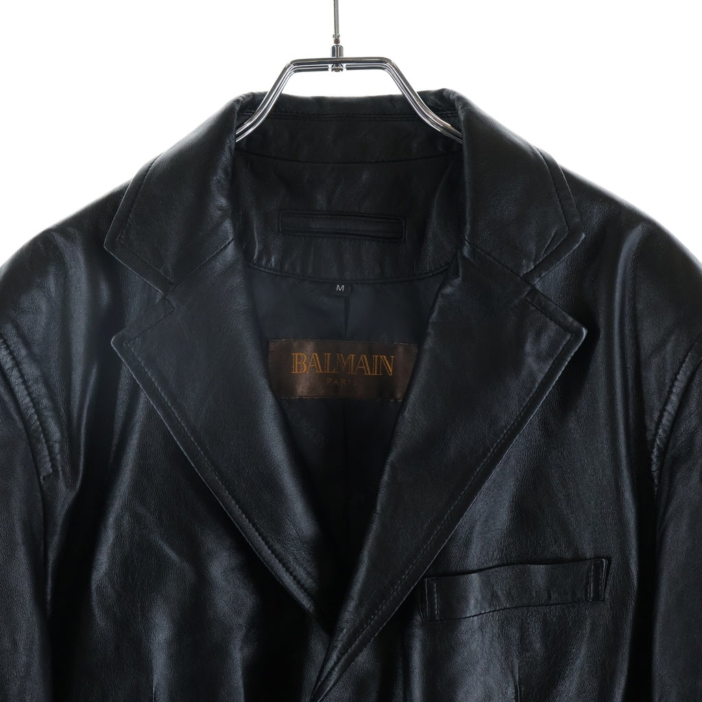 BALMAIN(バルマン) ラムレザーチェスターコート レザージャケット ブラック #M 6022 レディース