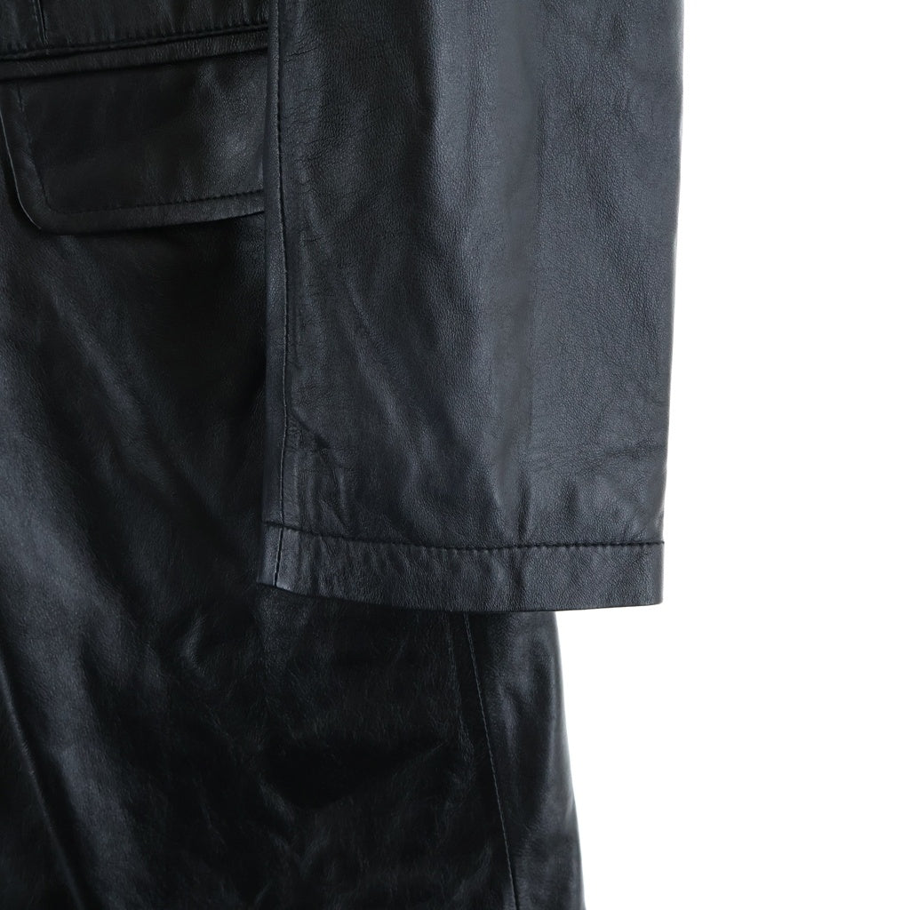 BALMAIN(バルマン) ラムレザーチェスターコート レザージャケット ブラック #M 6022 レディース