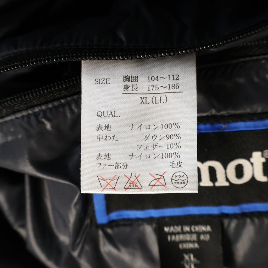 Marmot(マーモット) ファーフードダウンジャケット ロングダウン ダウンコート ネイビー #XL レディース