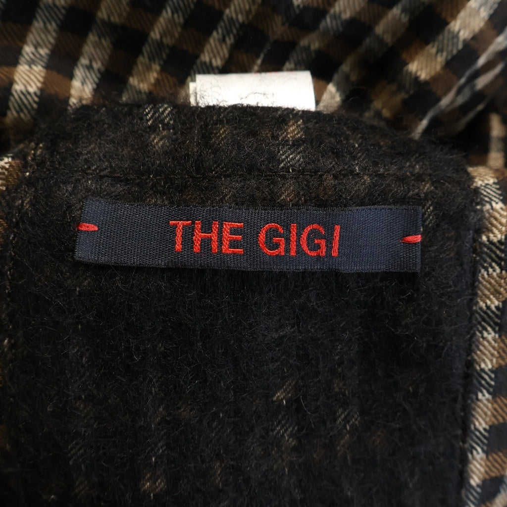 THE GIGI(ザ ジジ) 8連ボタン ダブルブレスト ジギー チェック柄 ジャケット ブラック×ブラウン #50 02.28-34 400 レディース