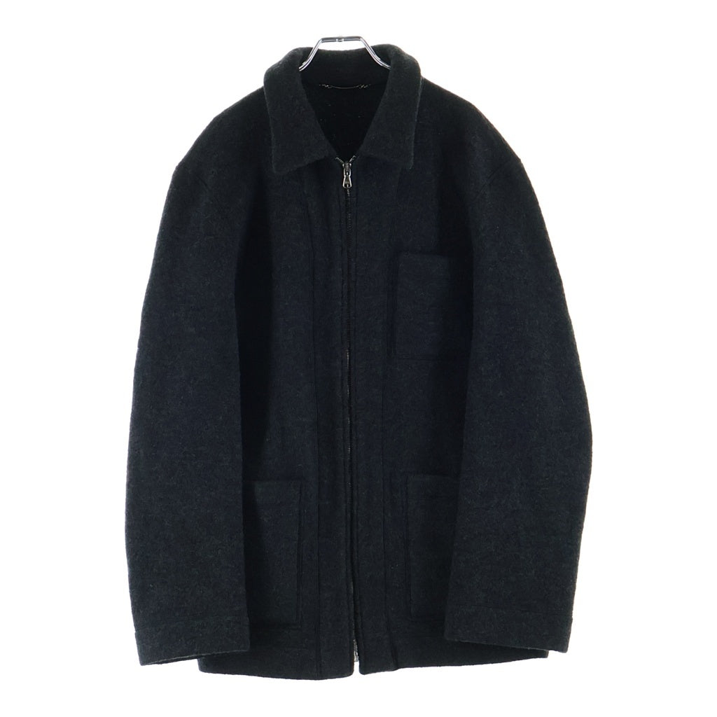 DOLCE & GABBANA(ドルチェアンドガッバーナ) ウール ジップアップ フロントポケットロングジャケット ダークグレー #48 レディース