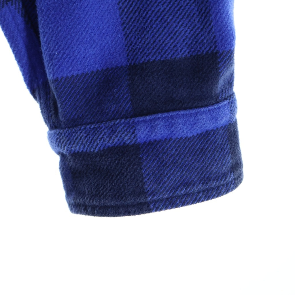 Palm Angels(パームエンジェルス) 22AW Check Patterned Buttoned Overshirt オーバーサイズ長袖チェックシャツ ブルー PMGA109S22FAB001