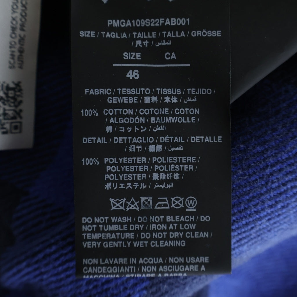 Palm Angels(パームエンジェルス) 22AW Check Patterned Buttoned Overshirt オーバーサイズ長袖チェックシャツ ブルー PMGA109S22FAB001