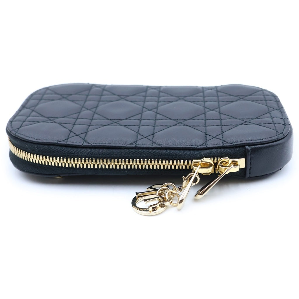 Christian Dior(クリスチャンディオール) Lady Dior レディディオール カナージュ チェーンショルダー フォンケース ブラック レディース