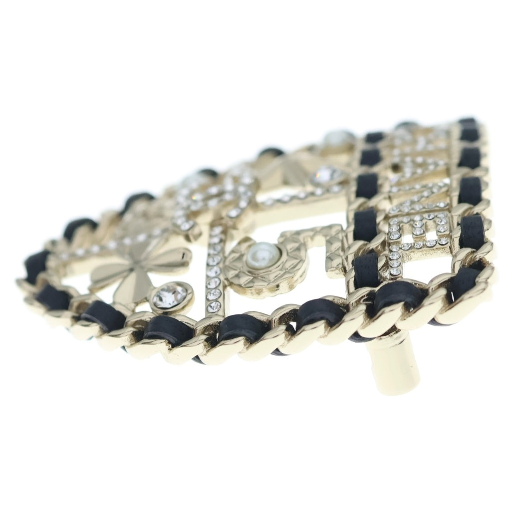 CHANEL(シャネル) ココマーク No5 スター エンブレム マトラッセチェーン ブローチ ゴールド/ブラック B24V レディース